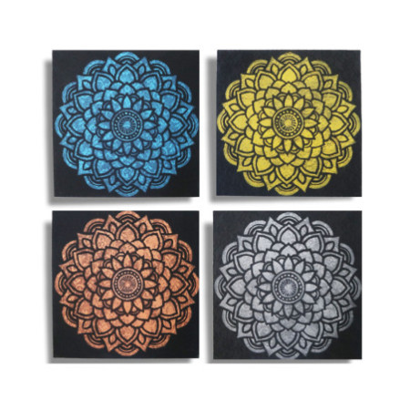 Lot de 4 Mandala Brocart Détail 30x30cm