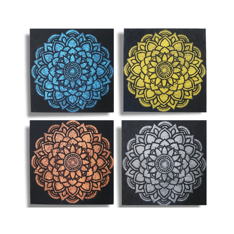 Lot de 4 Mandala Brocart Détail 30x30cm