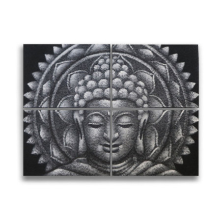 Brocart Mandala Bouddha Gris Détail 30x40cm x 4