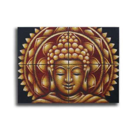 Brocart Mandala Bouddha Doré Détail 30x40cm x 4
