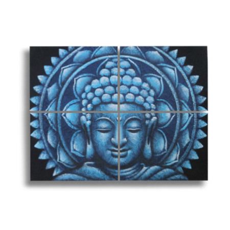 Brocart Mandala Bouddha Bleu Détail 30x40cm x 4