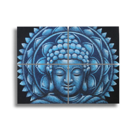 Brocart Mandala Bouddha Bleu Détail 30x40cm x 4
