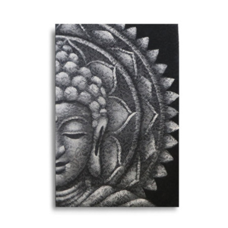 Mandala Demi-Bouddha Gris 60x80cm