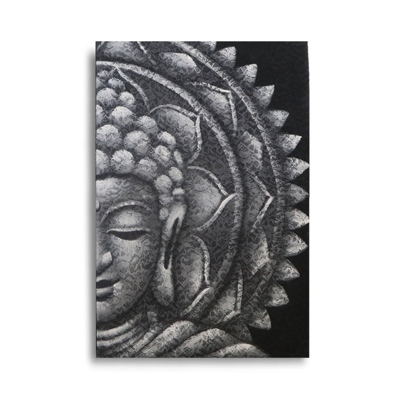 Mandala Demi-Bouddha Gris 60x80cm
