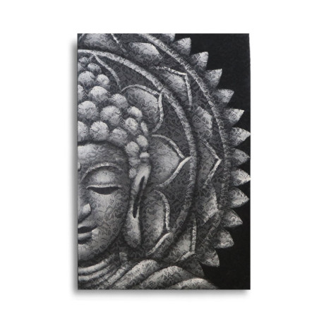 Mandala Demi-Bouddha Gris 60x80cm