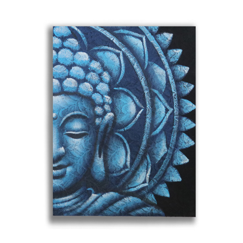 Mandala Demi-Bouddha Bleu 60x80cm