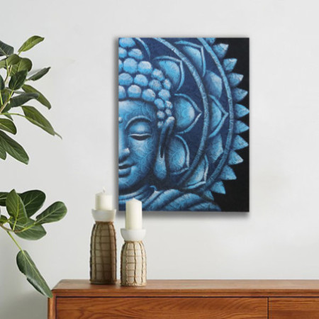 Mandala Demi-Bouddha Bleu 60x80cm