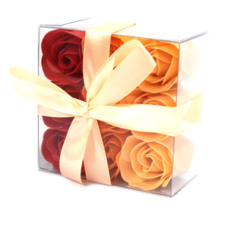 Coffret de 9 savons à fleurs - Roses pêche