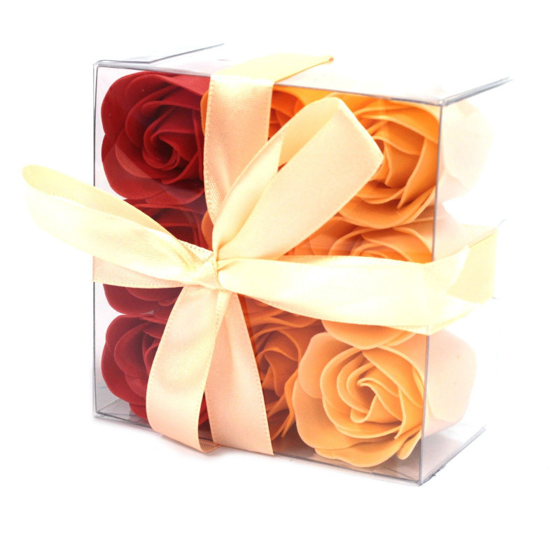 Coffret de 9 savons à fleurs - Roses pêche