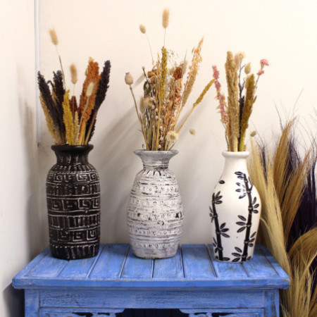 Vase droit à motif bambou - Naturel