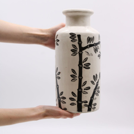 Vase droit à motif bambou - Naturel