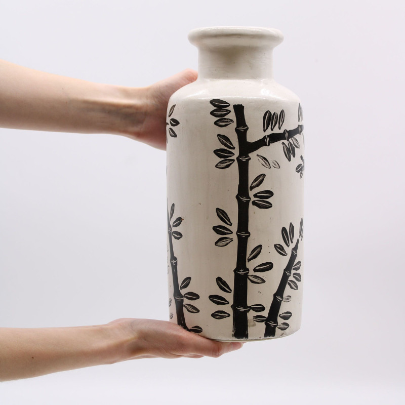 Vase droit à motif bambou - Naturel