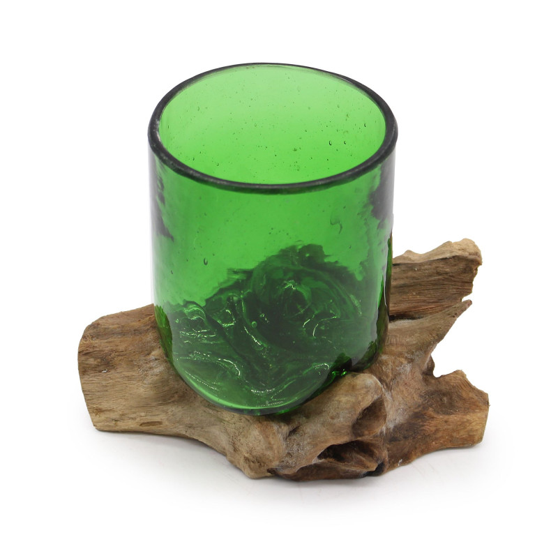 Bouteilles de bière recyclées - Verre à bière sur bois