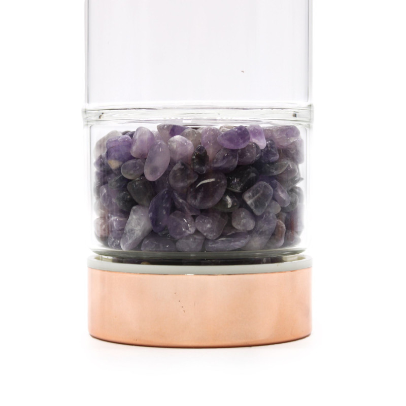 Bouteille infuseur à thé en cristal - Or rose - Améthyste