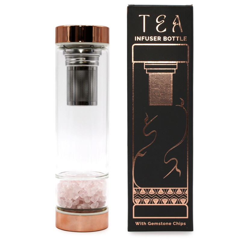 Bouteille infuseur à thé en cristal - Or rose - Quartz rose