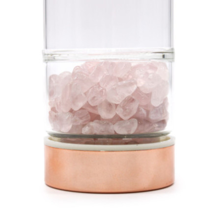 Bouteille infuseur à thé en cristal - Or rose - Quartz rose