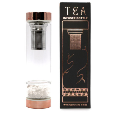 Bouteille infuseur à thé en cristal - Or rose - Quartz de roche