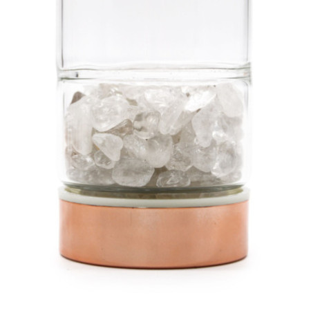 Bouteille infuseur à thé en cristal - Or rose - Quartz de roche