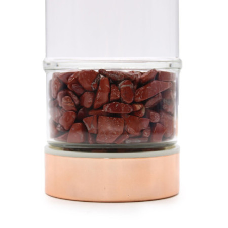 Bouteille infuseur à thé en cristal - Or rose - Jaspe rouge