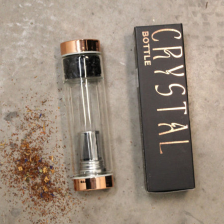 Bouteille infuseur à thé en cristal - Or rose - Jaspe rouge