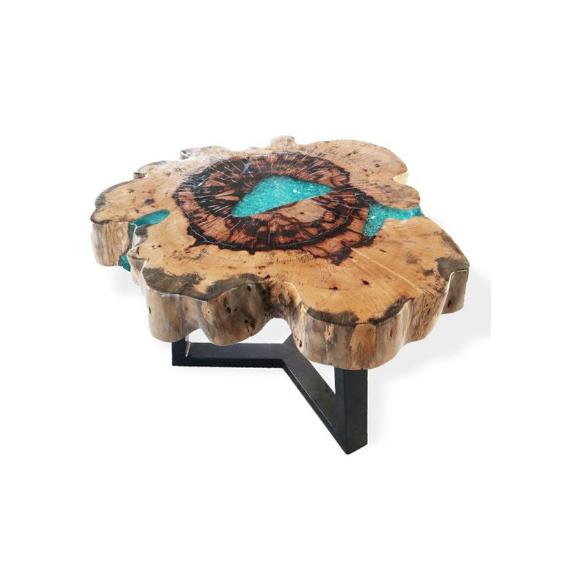 Table basse en tamarin et résine - Aqua