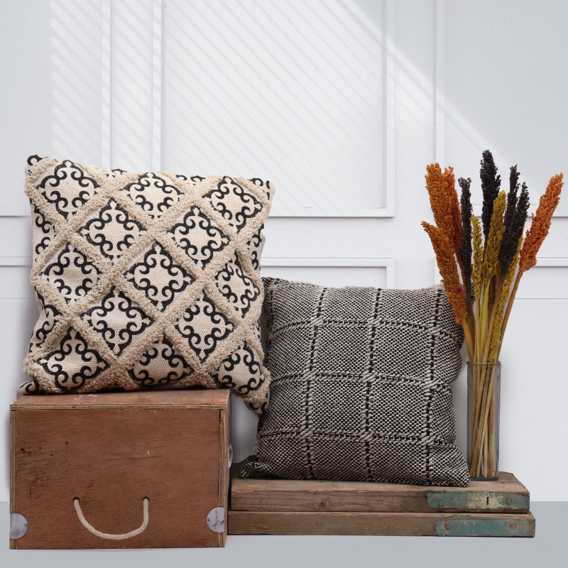 Housse de coussin classique - Carrés Gris - 40x40cm
