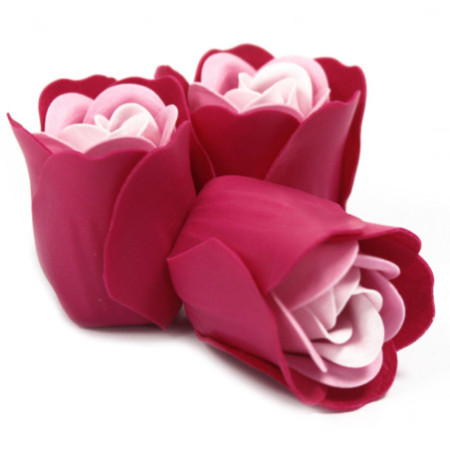 Lot de 3 boîtes à savon en forme de cœur - Roses roses