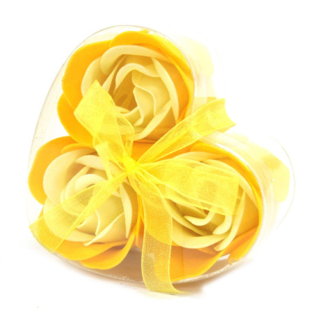 Coffret 3 savons en forme de cœur - Roses printanières