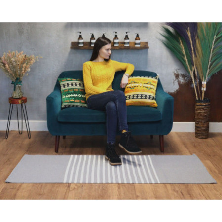 Tapis indien en coton - 70x170cm - Gris