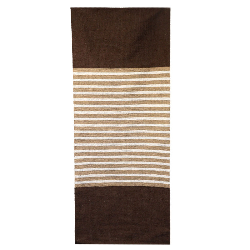Tapis indien en coton - 70x170cm - Marron foncé / Beige
