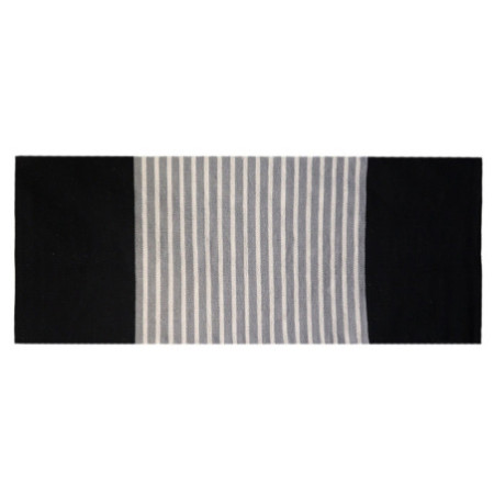 Tapis indien en coton - 70x170cm - Noir/Gris