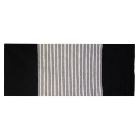Tapis indien en coton - 70x170cm - Noir/Gris