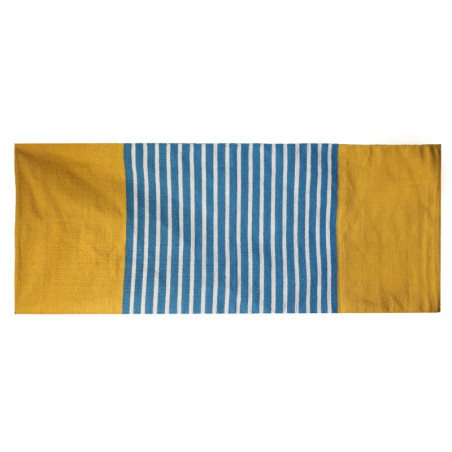 Tapis indien en coton - 70x170cm - Jaune/Bleu