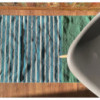 Tapis indien en coton - 70x170cm - Bleu/Vert
