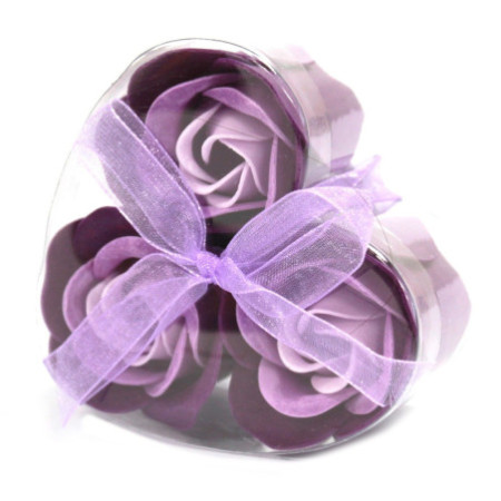 Coffret 3 savons en forme de cœur - Roses lavande