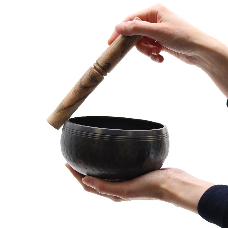 Bol battu noir moyen - 15 cm