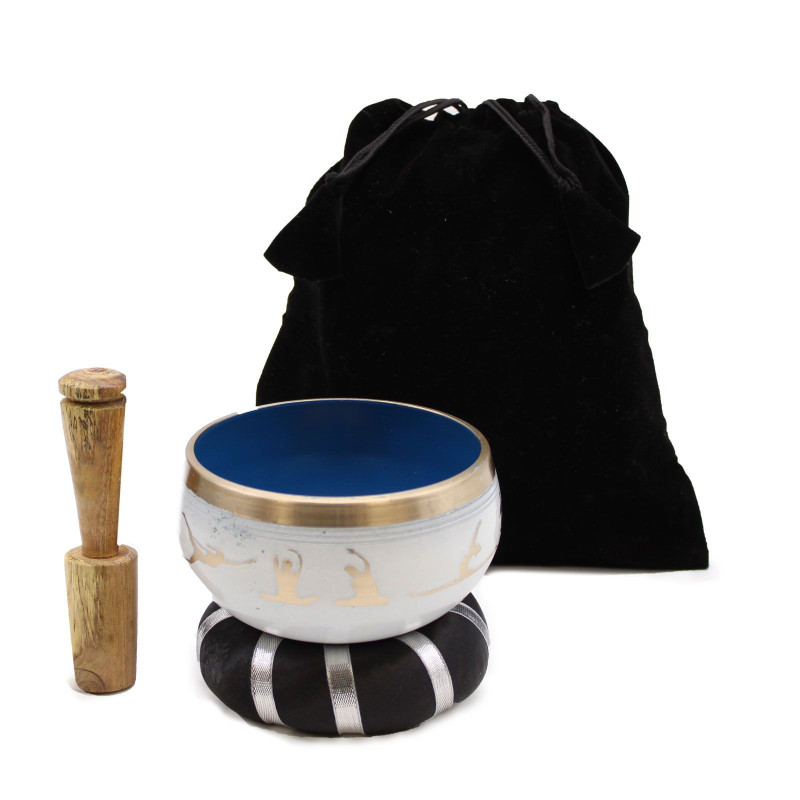 Ensemble de bols chantants Yoga Moves - Blanc/Bleu 10,7 cm
