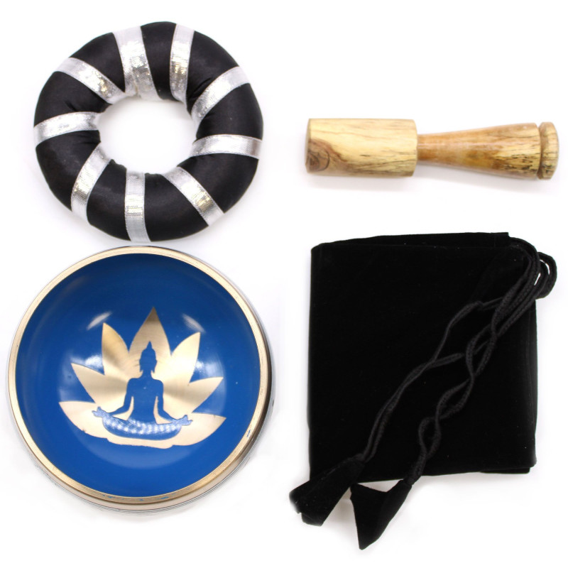 Ensemble de bols chantants Yoga Moves - Blanc/Bleu 10,7 cm
