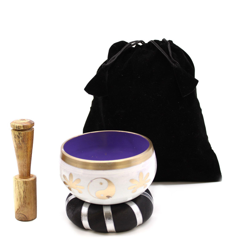 Ensemble de bols chantants Yin et Yang - Blanc/Violet 10,7 cm
