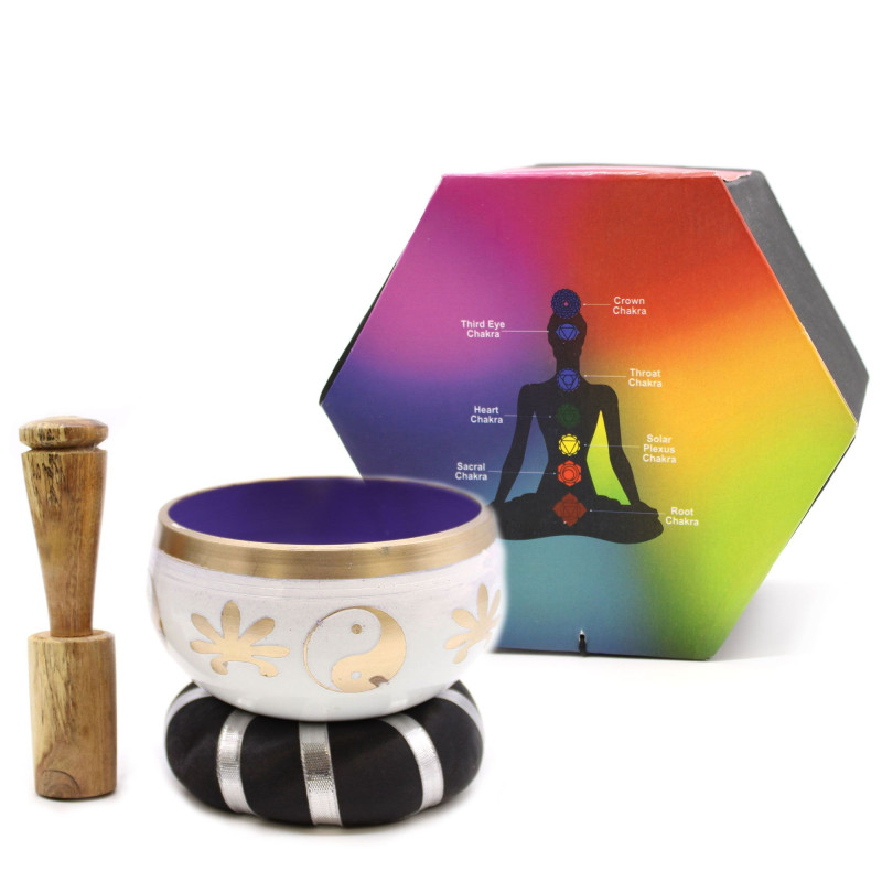Ensemble de bols chantants Yin et Yang - Blanc/Violet 10,7 cm