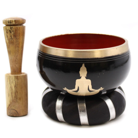 Ensemble de bols chantants Bouddha - Noir/Orange 10,7 cm