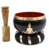 Ensemble de bols chantants Bouddha - Noir/Orange 10,7 cm