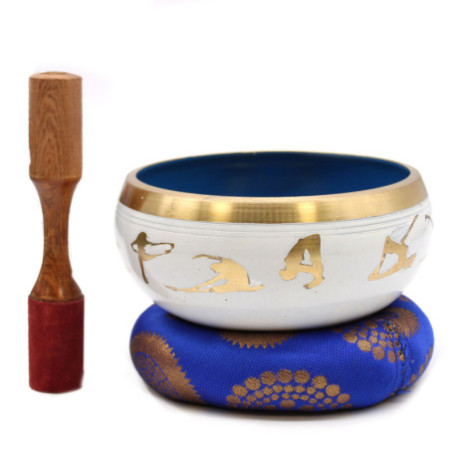 Ensemble de bols chantants Lrg Yoga Moves - Blanc/Bleu 14 cm