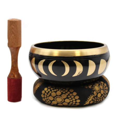 Grand ensemble de bols chantants phases de lune - Noir 14 cm