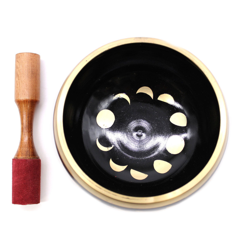 Grand ensemble de bols chantants phases de lune - Noir 14 cm