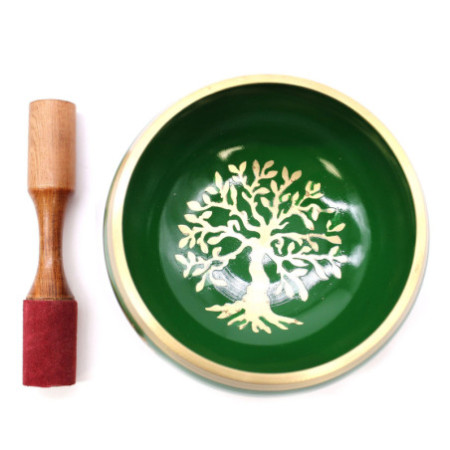 Grand ensemble de bols chantants Arbre de vie - Vert 14 cm