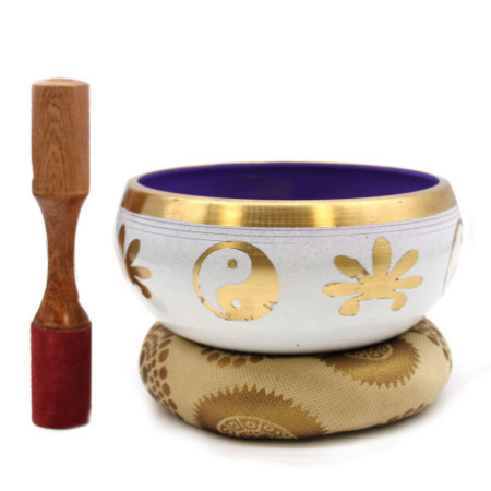 Grand ensemble de bols chantants Yin et Yang - Blanc/Violet 14 cm