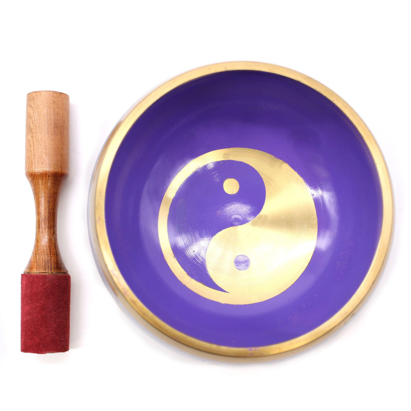 Grand ensemble de bols chantants Yin et Yang - Blanc/Violet 14 cm