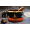 Grand ensemble de bols chantants Bouddha - Noir/Orange 14 cm