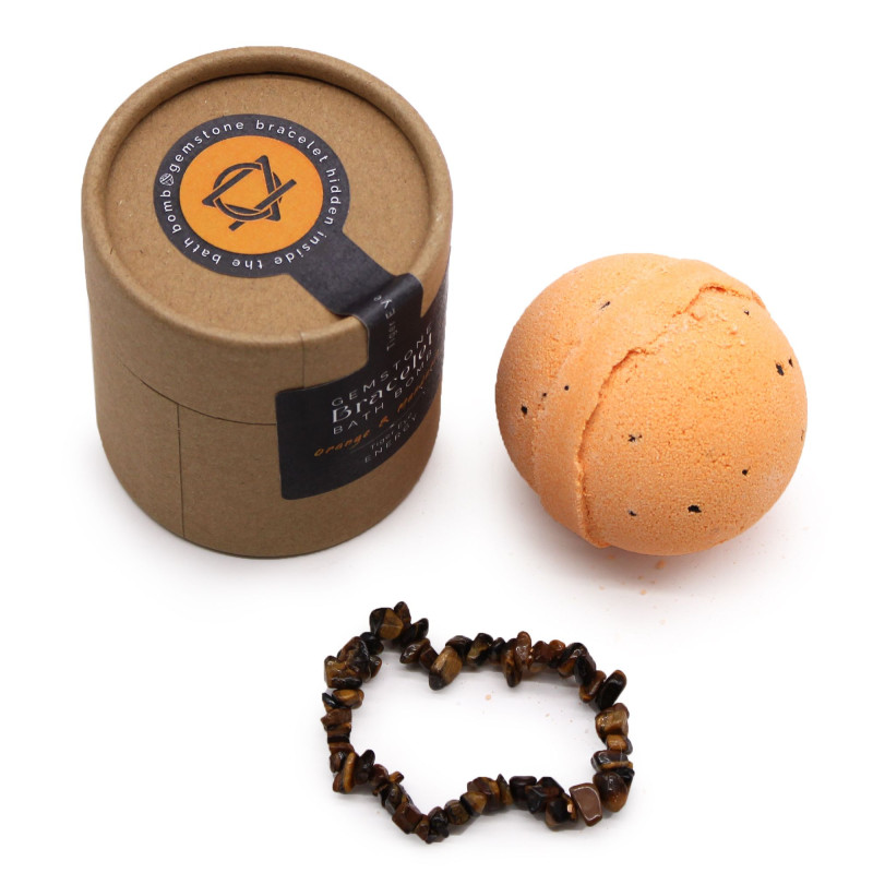 Bracelet en œil de tigre avec bombe de bain